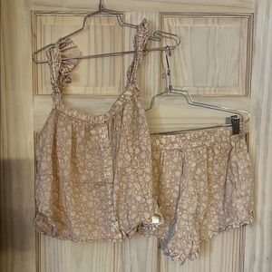 Cleobella Beige Floral Pajama Set